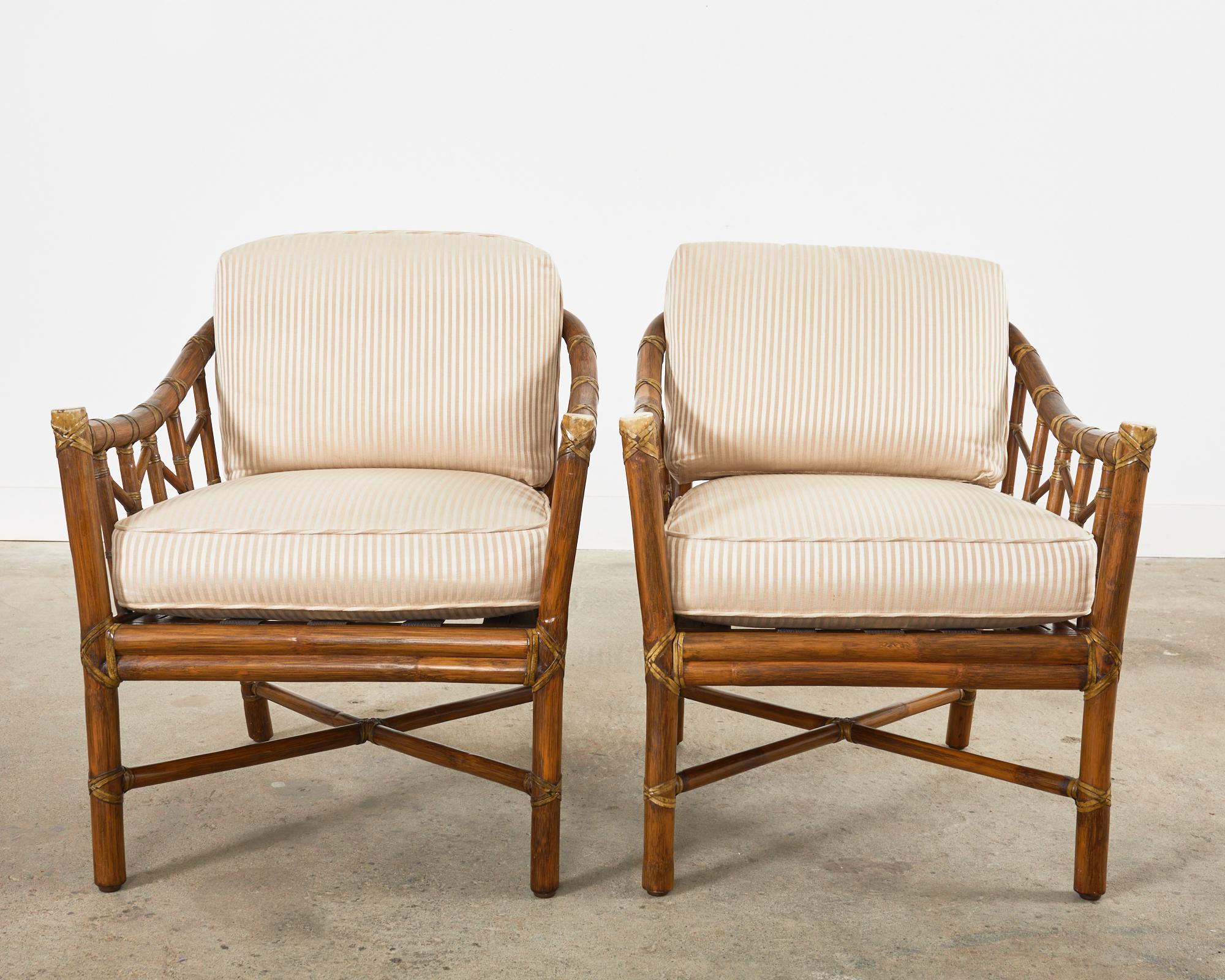 American Pair of McGuire Organic Modern Rattan Lounge Chairs