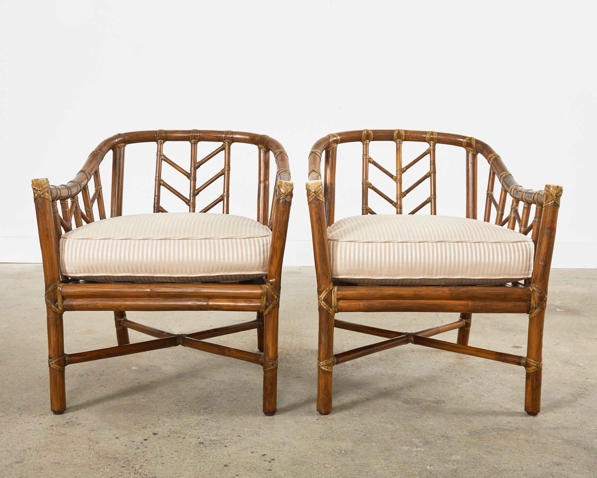Pair of McGuire Organic Modern Rattan Lounge Chairs In Good Condition In Rio Vista, CA