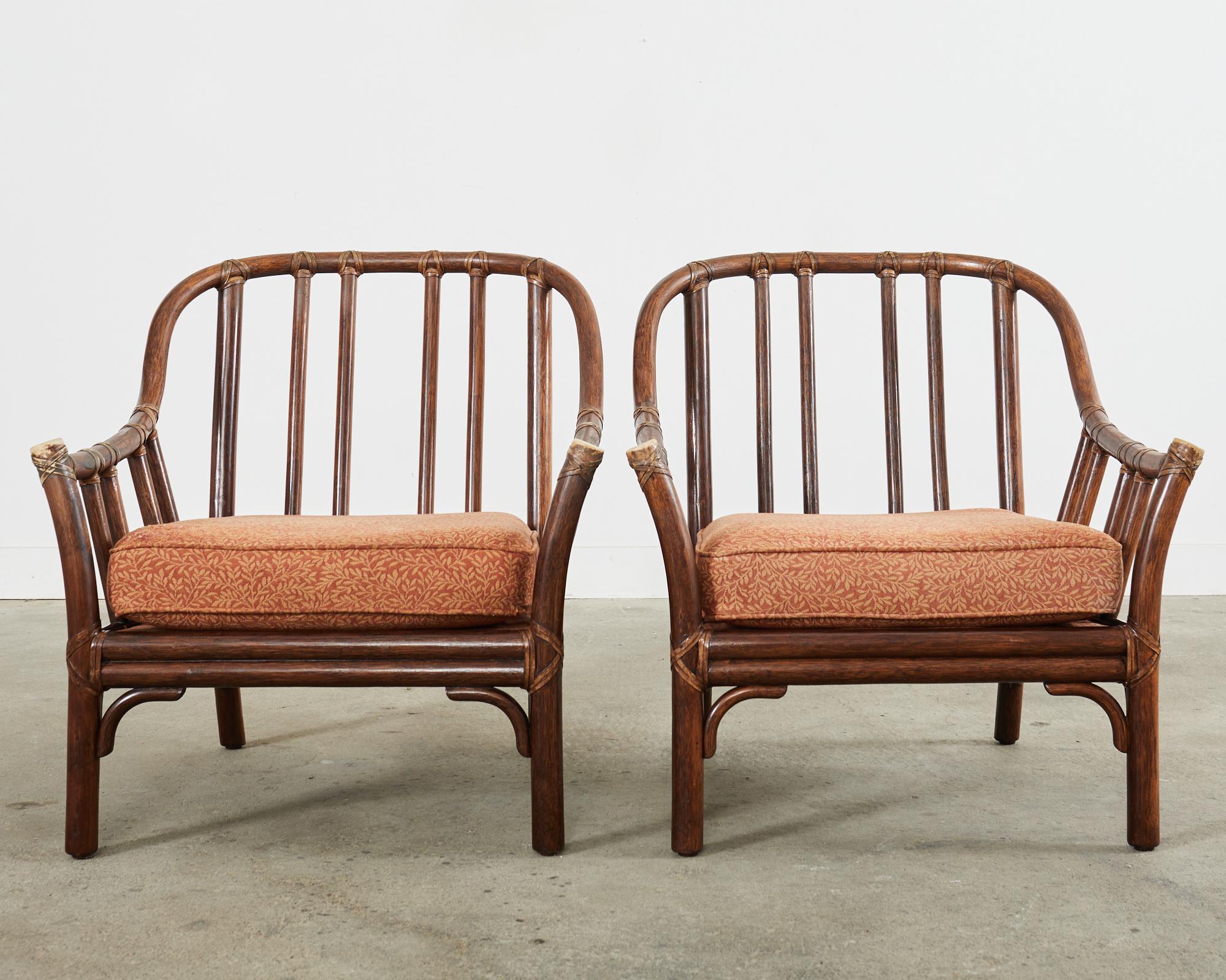 Pair of McGuire Organic Modern Rattan Lounge Chairs  In Good Condition In Rio Vista, CA