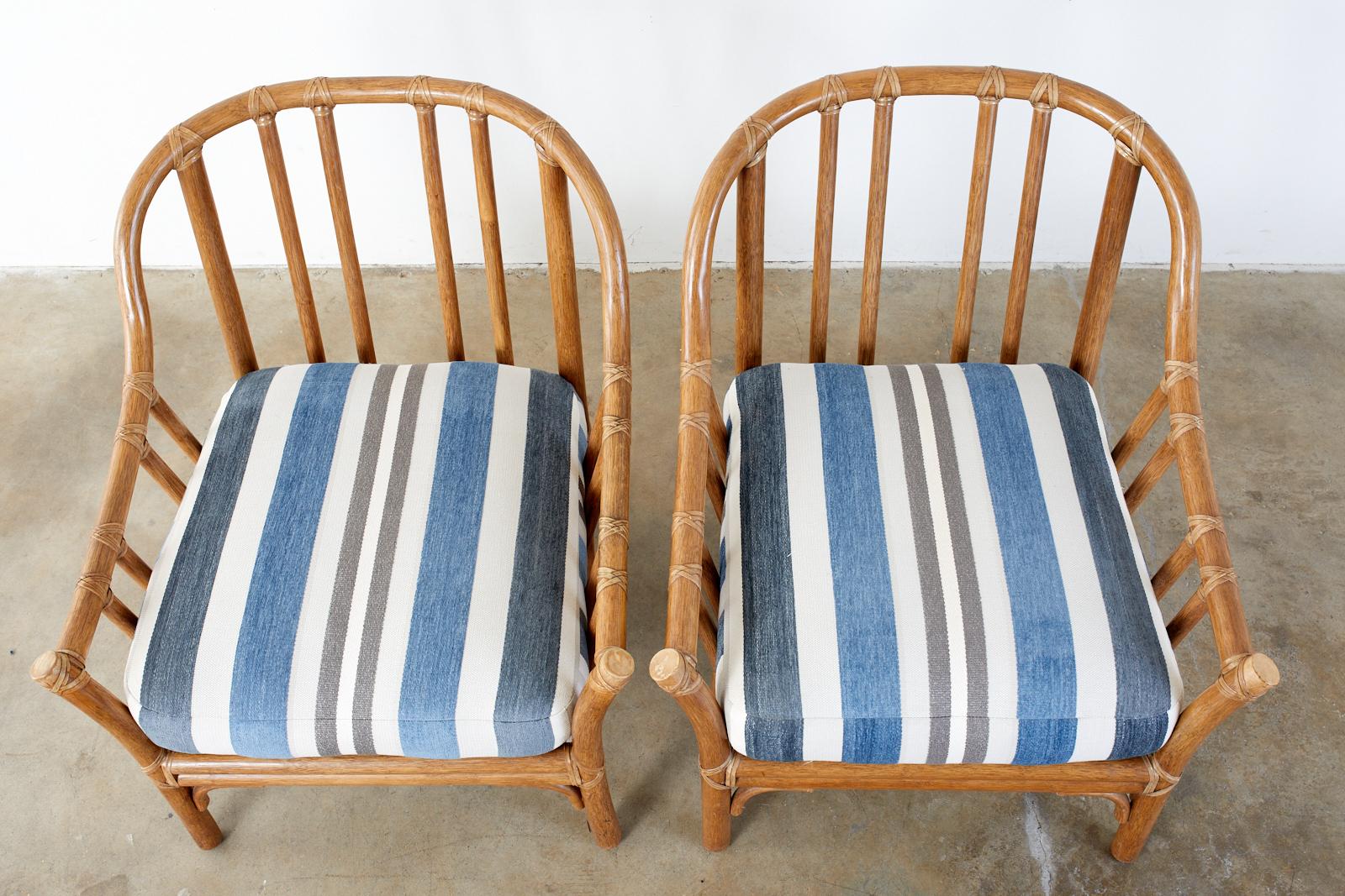 American Pair of McGuire Organic Modern Rattan Lounge Chairs