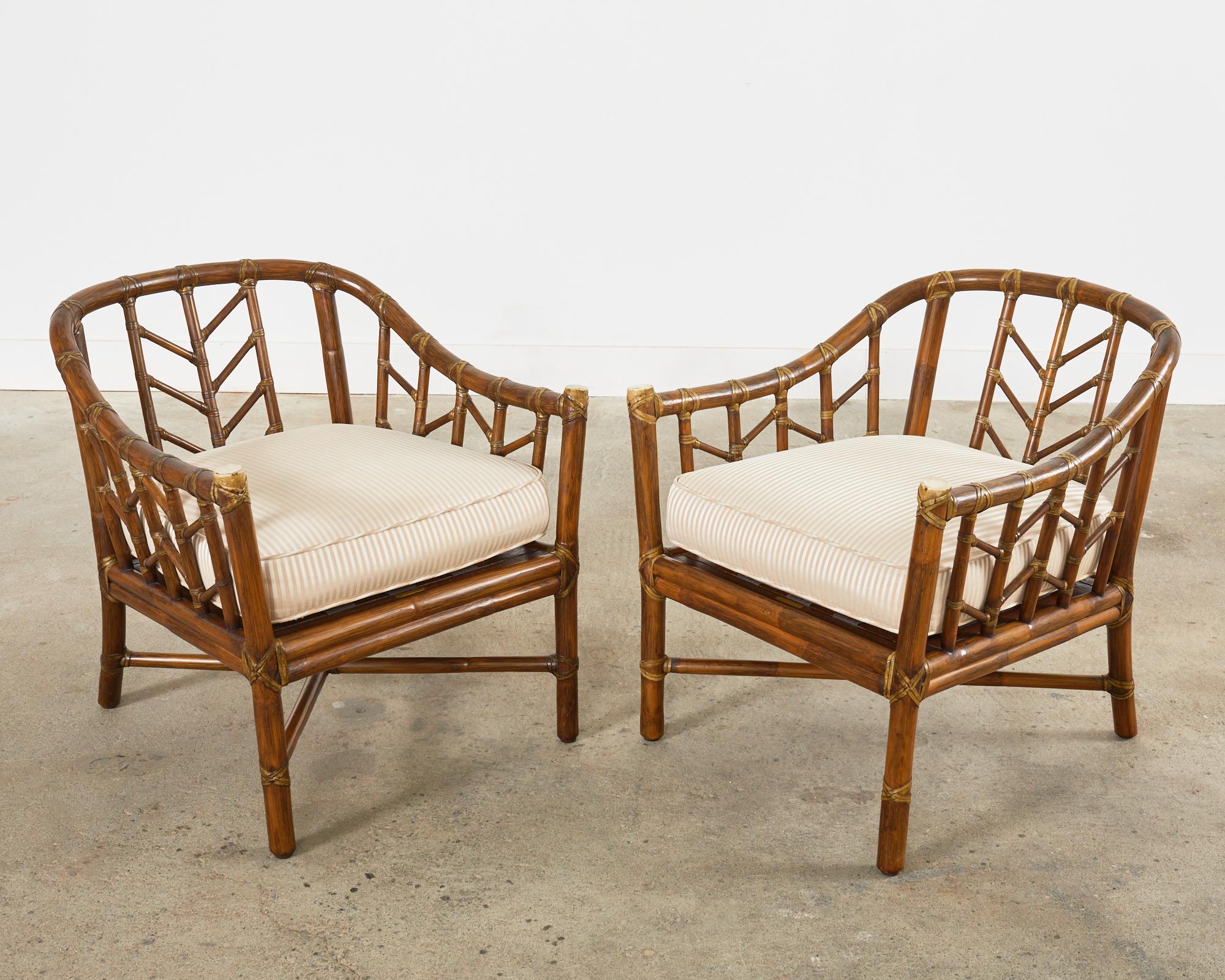 20th Century Pair of McGuire Organic Modern Rattan Lounge Chairs