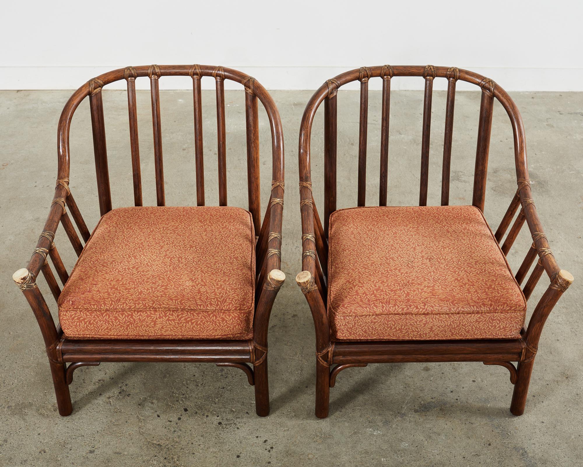 20th Century Pair of McGuire Organic Modern Rattan Lounge Chairs 