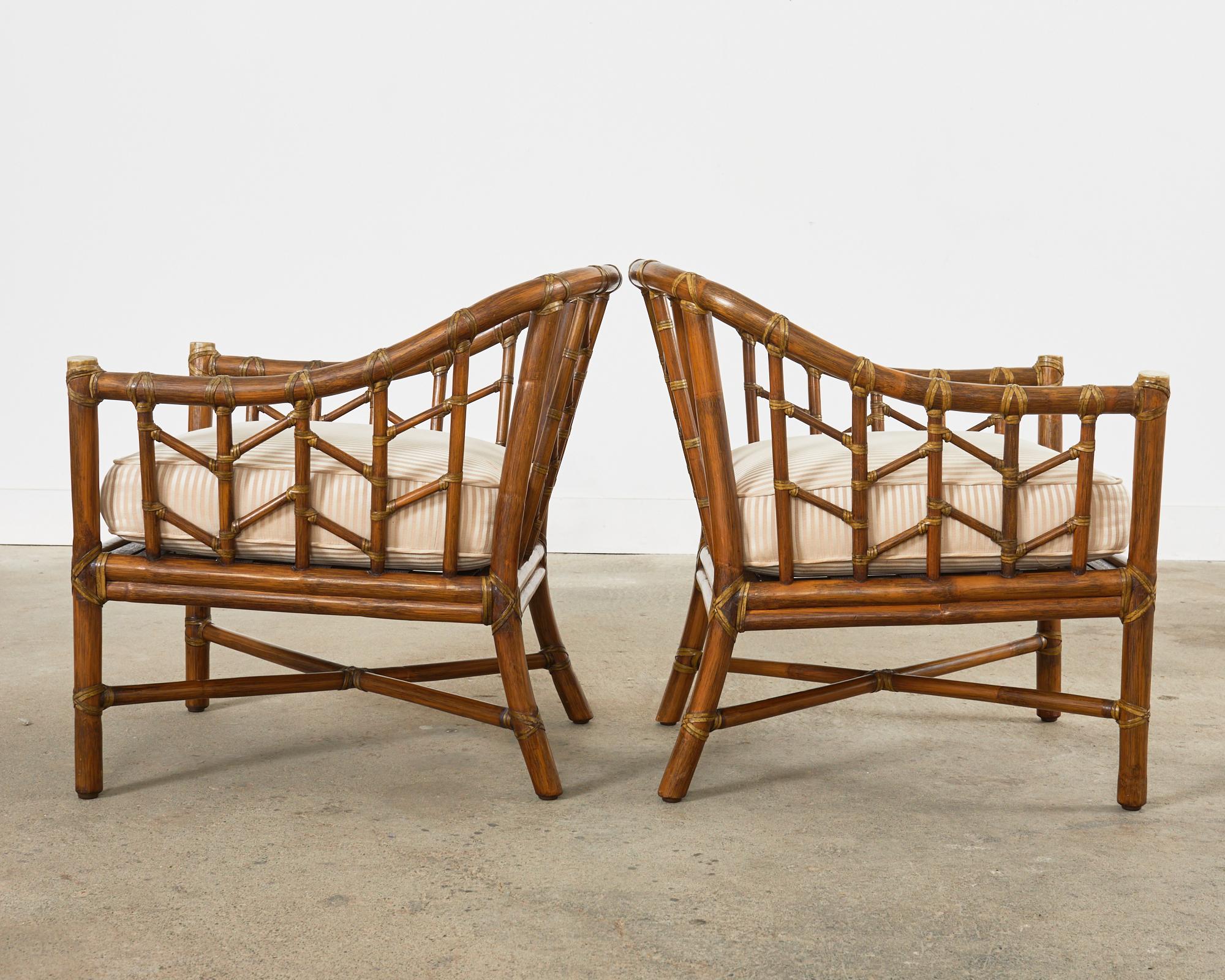 Pair of McGuire Organic Modern Rattan Lounge Chairs 1
