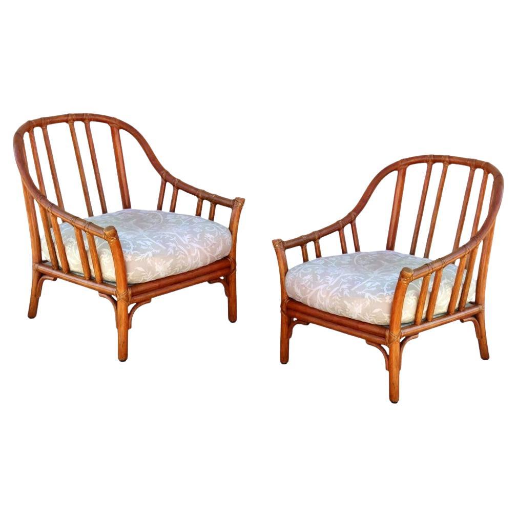 Pair of Organic Modern Rattan Lounge Chairs by Elinor McGuire