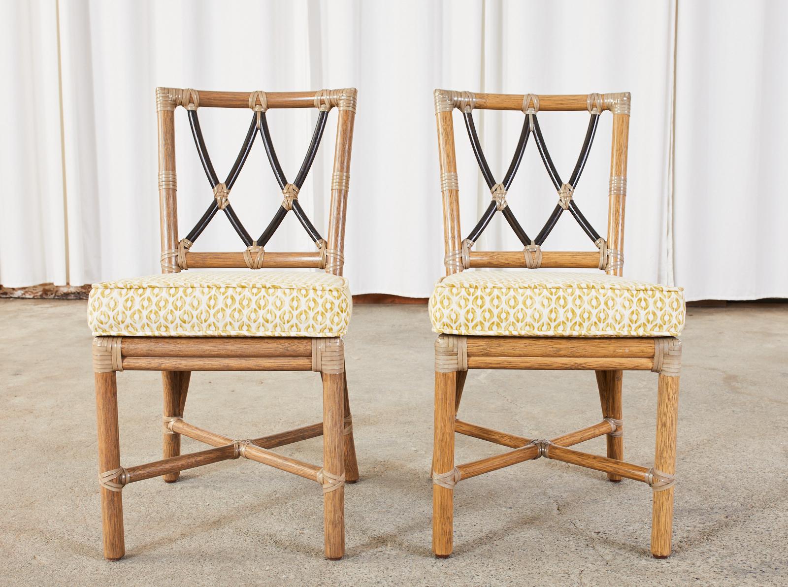 American Pair of McGuire Organic Modern Rattan Pixley Dining Chairs