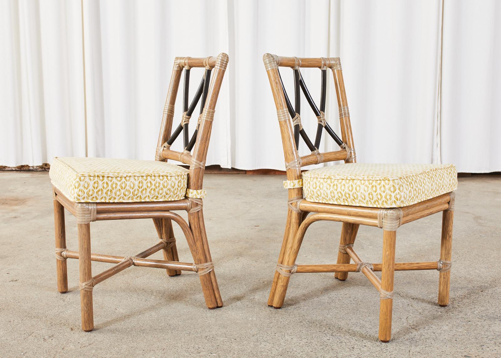 Hand-Crafted Pair of McGuire Organic Modern Rattan Pixley Dining Chairs