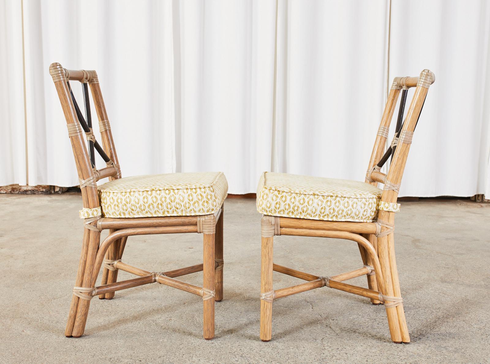 Pair of McGuire Organic Modern Rattan Pixley Dining Chairs In Good Condition In Rio Vista, CA