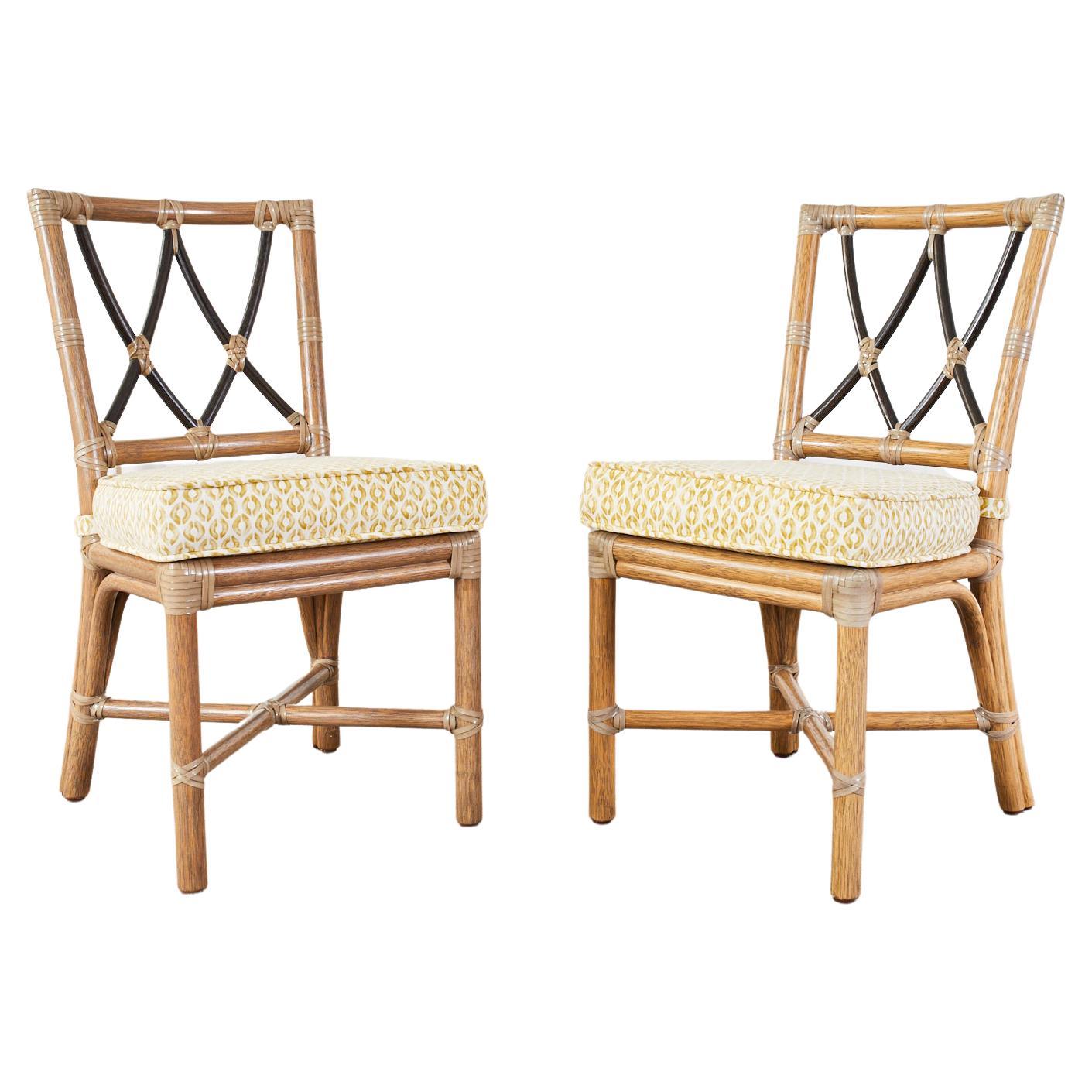 Pair of McGuire Organic Modern Rattan Pixley Dining Chairs