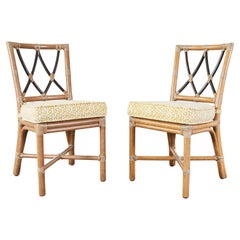Pair of McGuire Organic Modern Rattan Pixley Dining Chairs