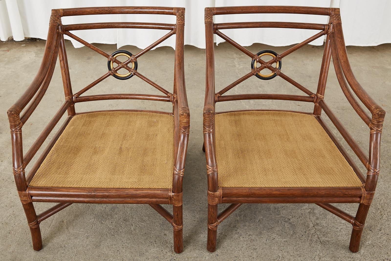 Pair of McGuire Organic Modern Rattan Target Lounge Chairs In Good Condition In Rio Vista, CA