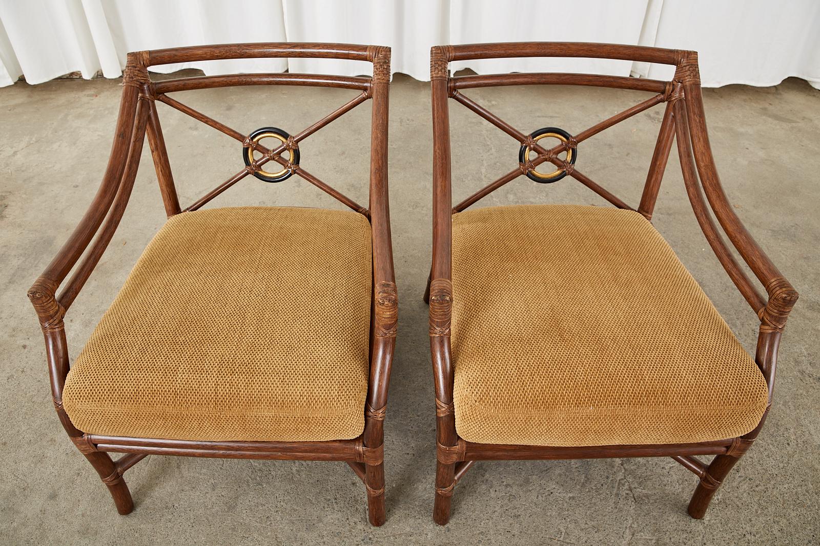 Contemporary Pair of McGuire Organic Modern Rattan Target Lounge Chairs