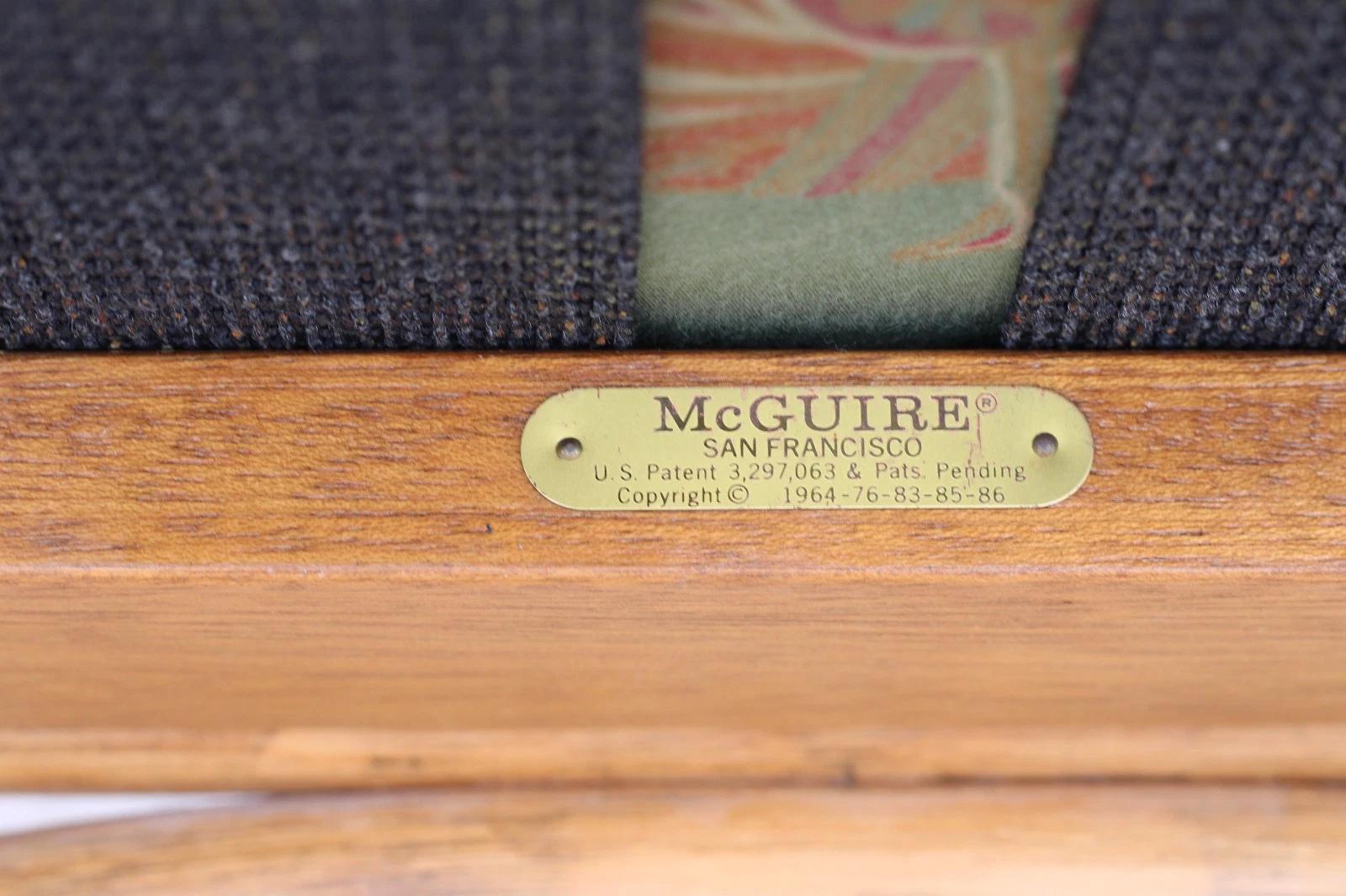 Pair of McGuire Organic Modern Rattan Wing Chairs with Ottoman and Side Table For Sale 12
