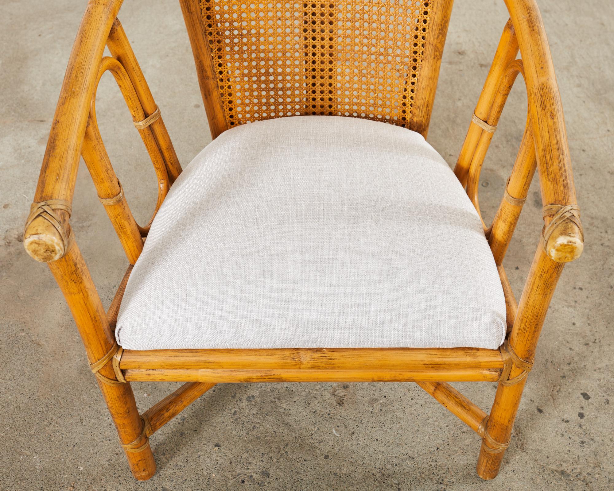 Paar McGuire Organic Modern Style Rattan Cane Barrel Lounge Chairs im Angebot 3