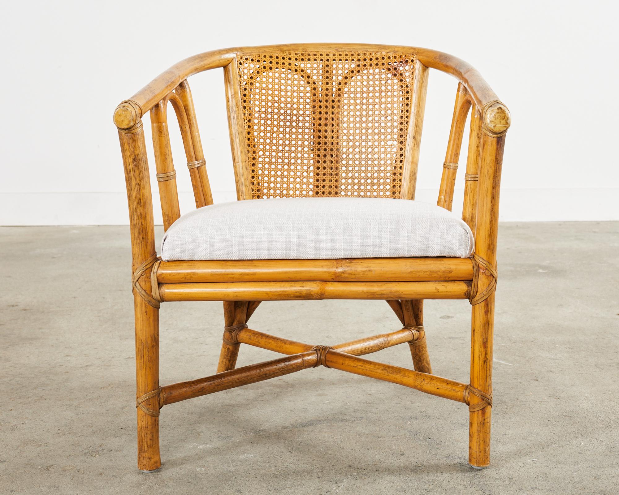 Pair of McGuire Organic Modern Style Rattan Cane Barrel Lounge Chairs 4