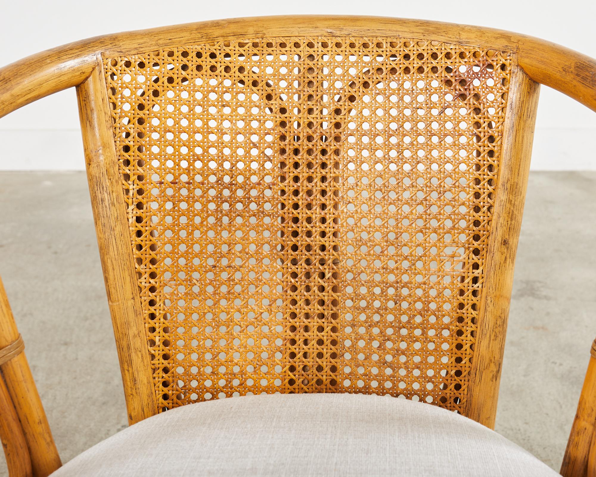 Pair of McGuire Organic Modern Style Rattan Cane Barrel Lounge Chairs 7