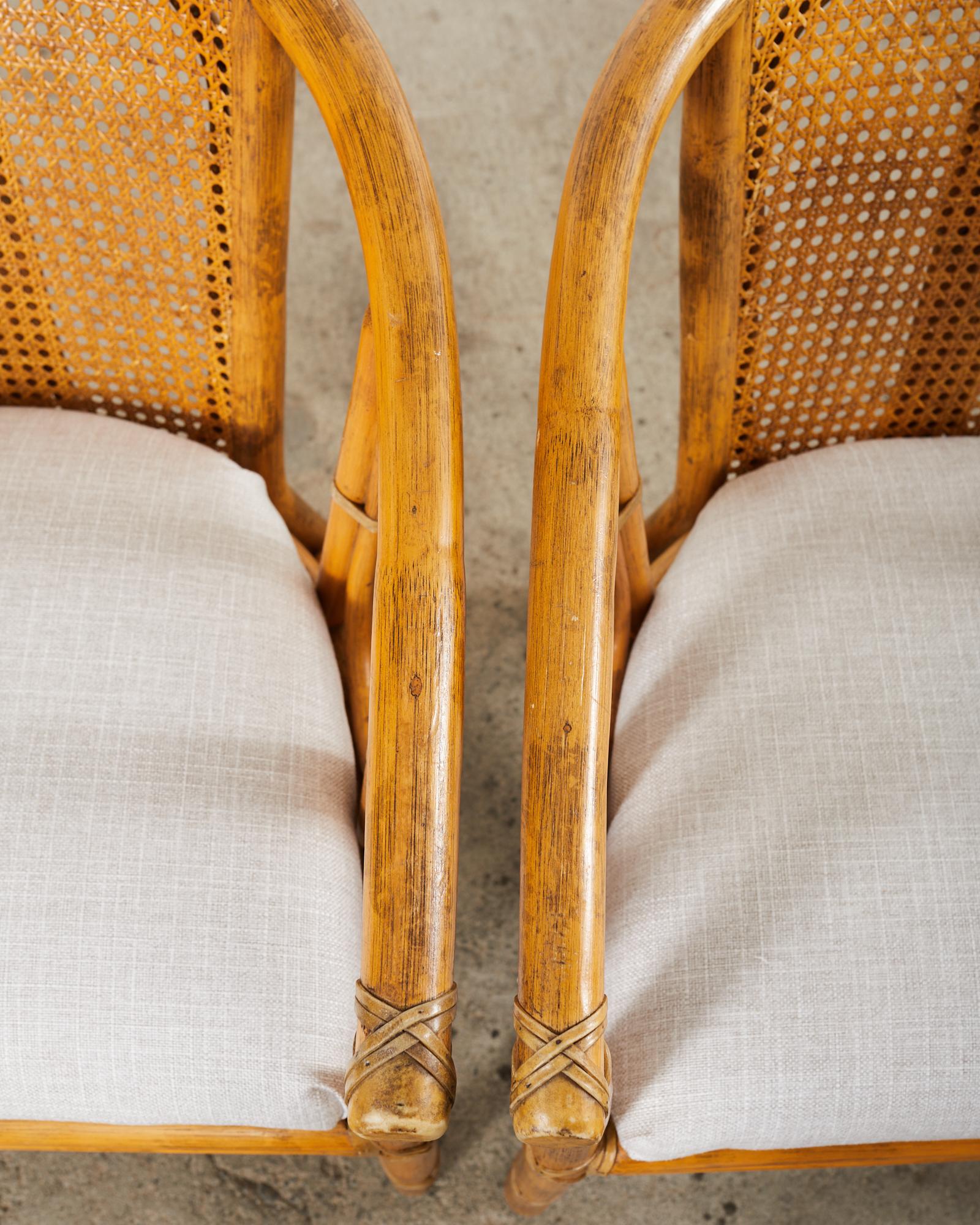 Paar McGuire Organic Modern Style Rattan Cane Barrel Lounge Chairs im Angebot 8