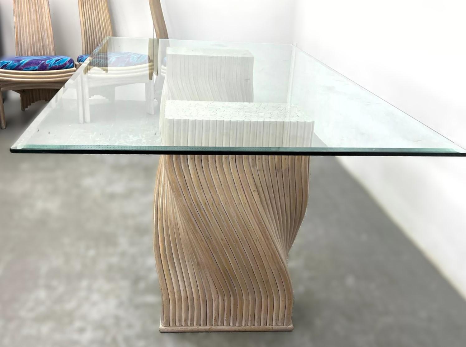 20th Century McGuire Organic Modern Twisted Rattan Dining Table Bases for Glass Top For Sale
