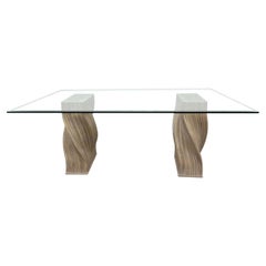McGuire Organic Modern Twisted Rattan Dining Table Bases for Glass Top