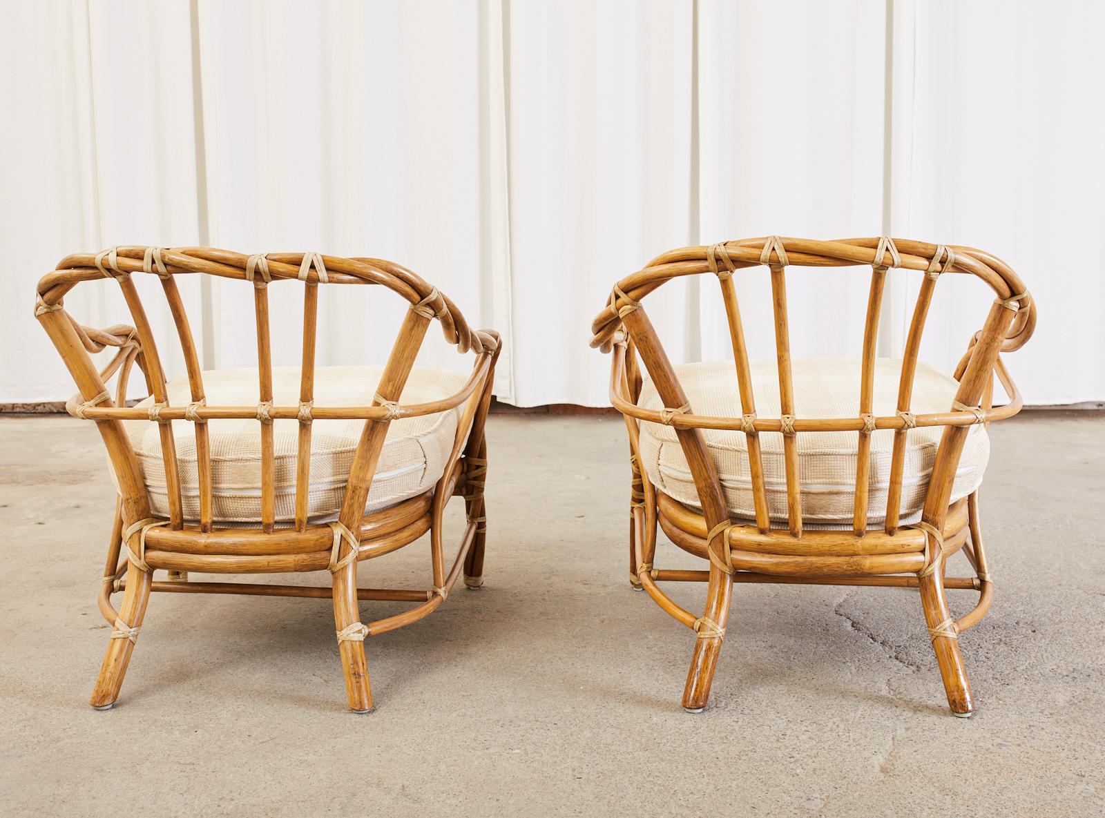 Pair of McGuire Organic Modern Twisted Rattan Lounge Chairs 11