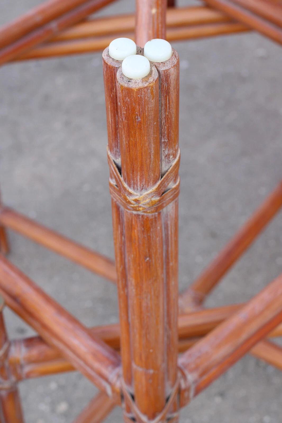 Pair of McGuire Organic Modern X-Base Rattan Bamboo End Tables For Sale 6
