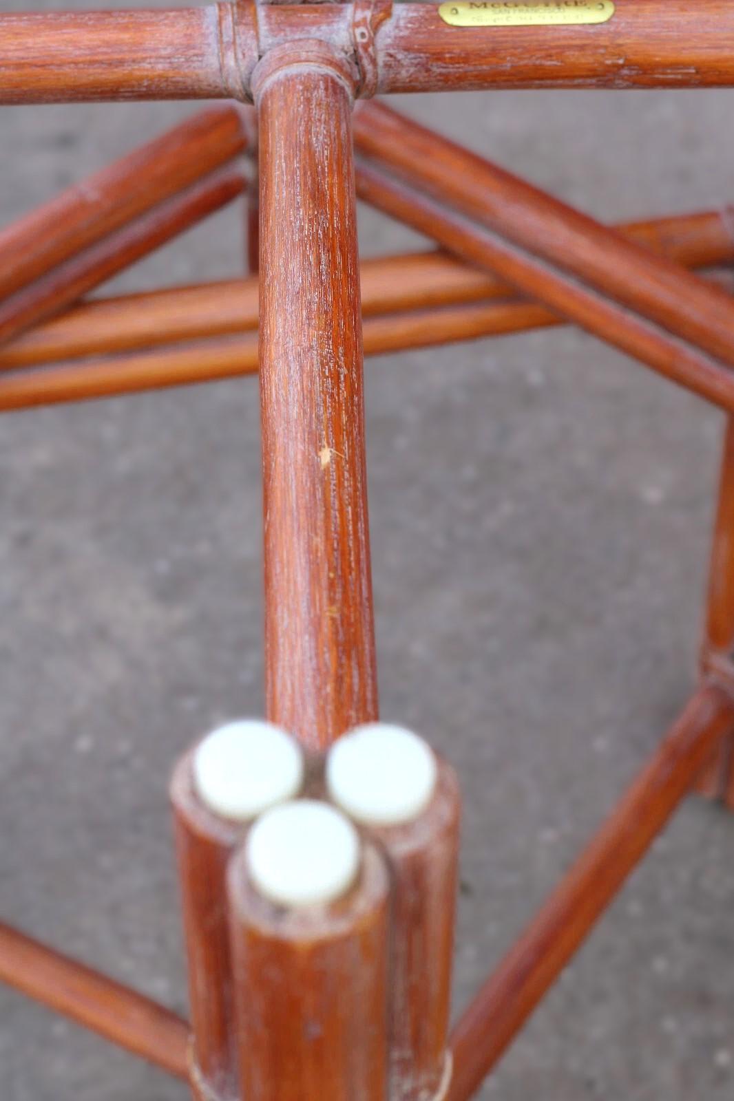 Pair of McGuire Organic Modern X-Base Rattan Bamboo End Tables For Sale 8