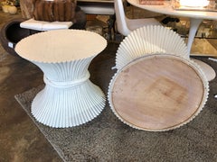 Pair of McGuire painted white sheaf of wheat tables
