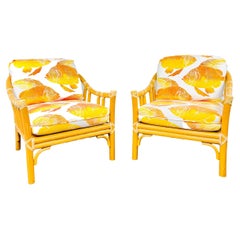 Pair of McGuire Rattan Armchairs