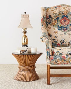 Pair of McGuire Rattan Bamboo Drink Tables
