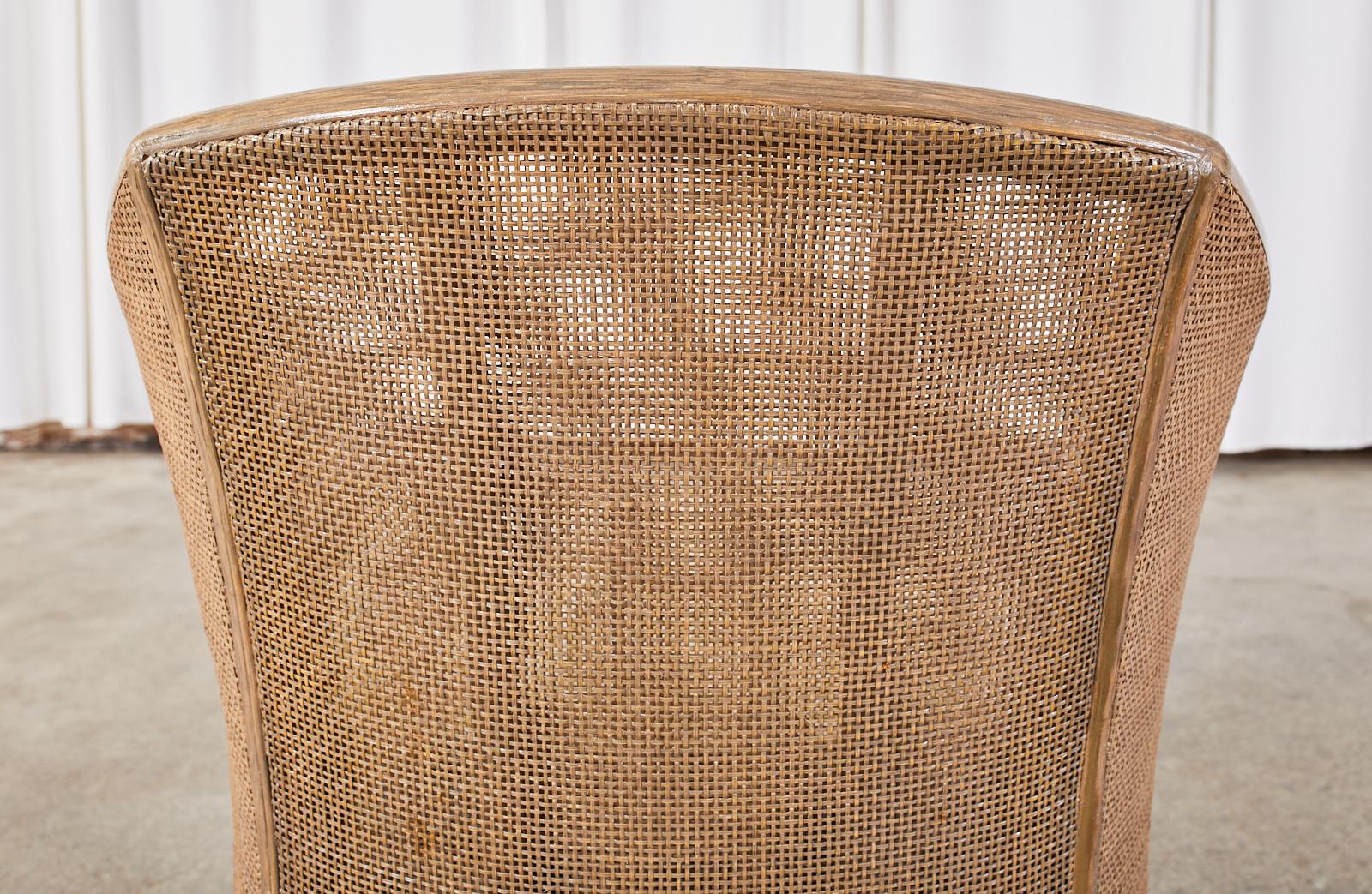 Pair of McGuire Rattan Cane Barrel Back Dining Chairs 3