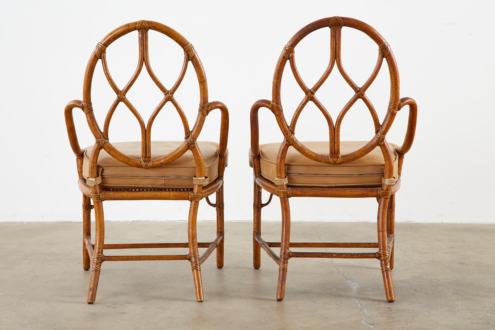 Pair of McGuire Rattan Cane Organic Modern Dining Chairs 12
