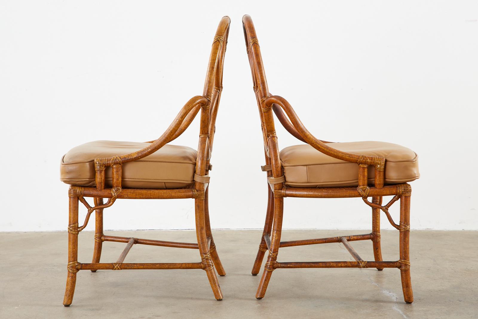 Pair of McGuire Rattan Cane Organic Modern Dining Chairs In Good Condition In Rio Vista, CA