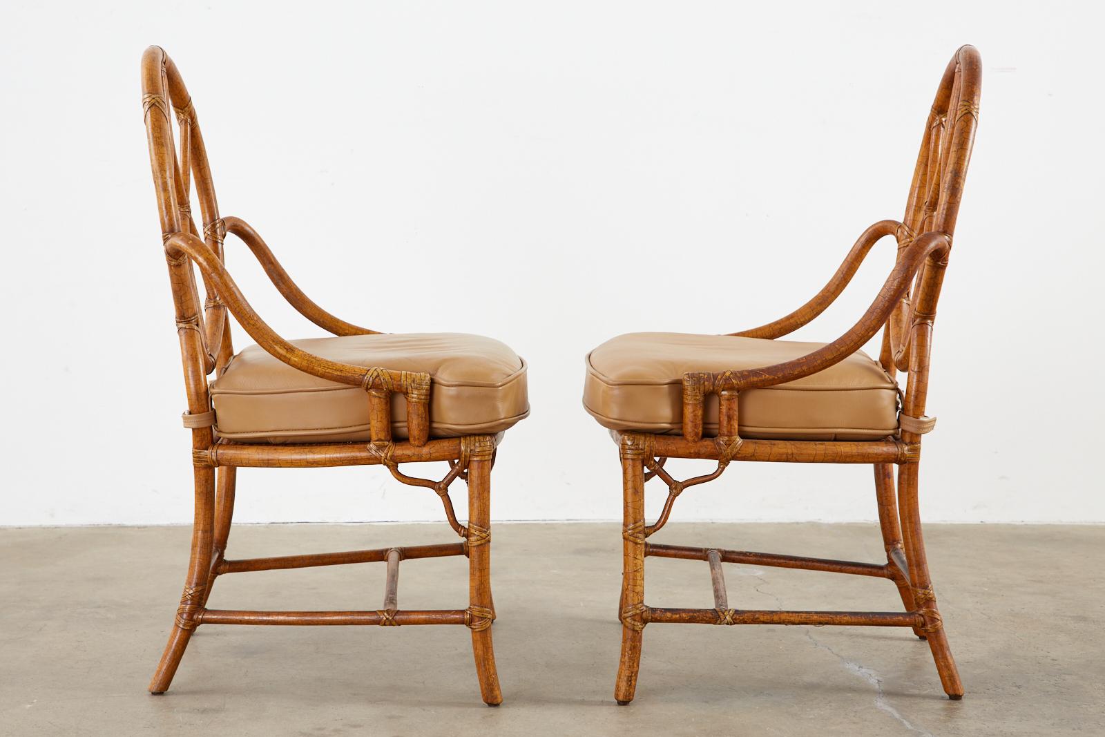 20th Century Pair of McGuire Rattan Cane Organic Modern Dining Chairs