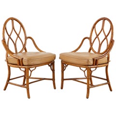 Pair of McGuire Rattan Cane Organic Modern Dining Chairs