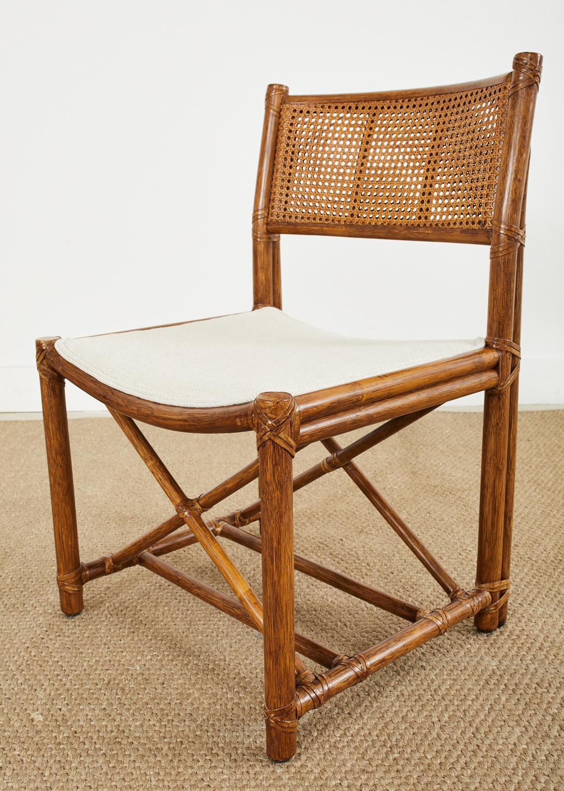Pair of McGuire Rattan Caned Directors Style Dining Chairs 4