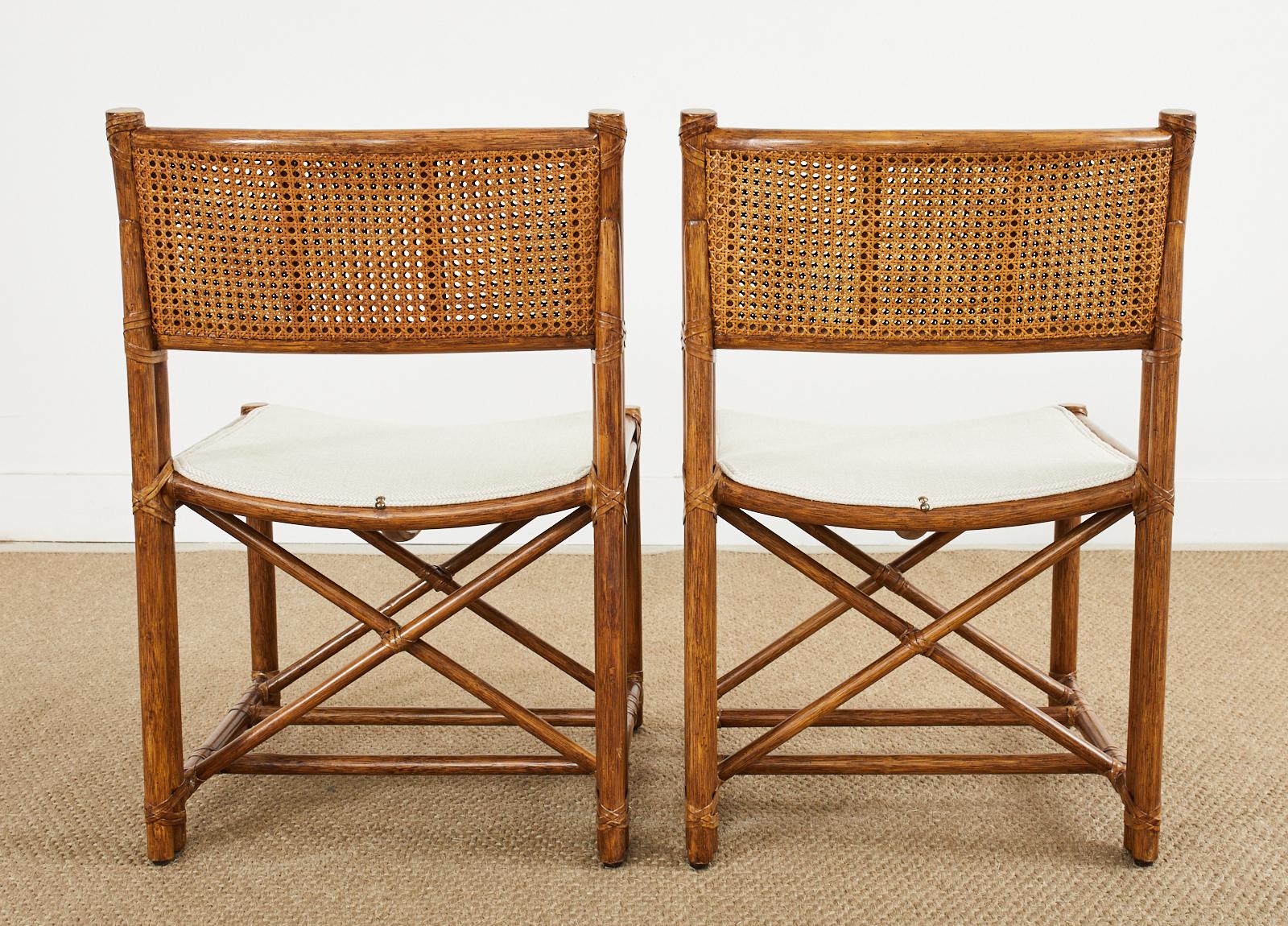 Pair of McGuire Rattan Caned Directors Style Dining Chairs 8