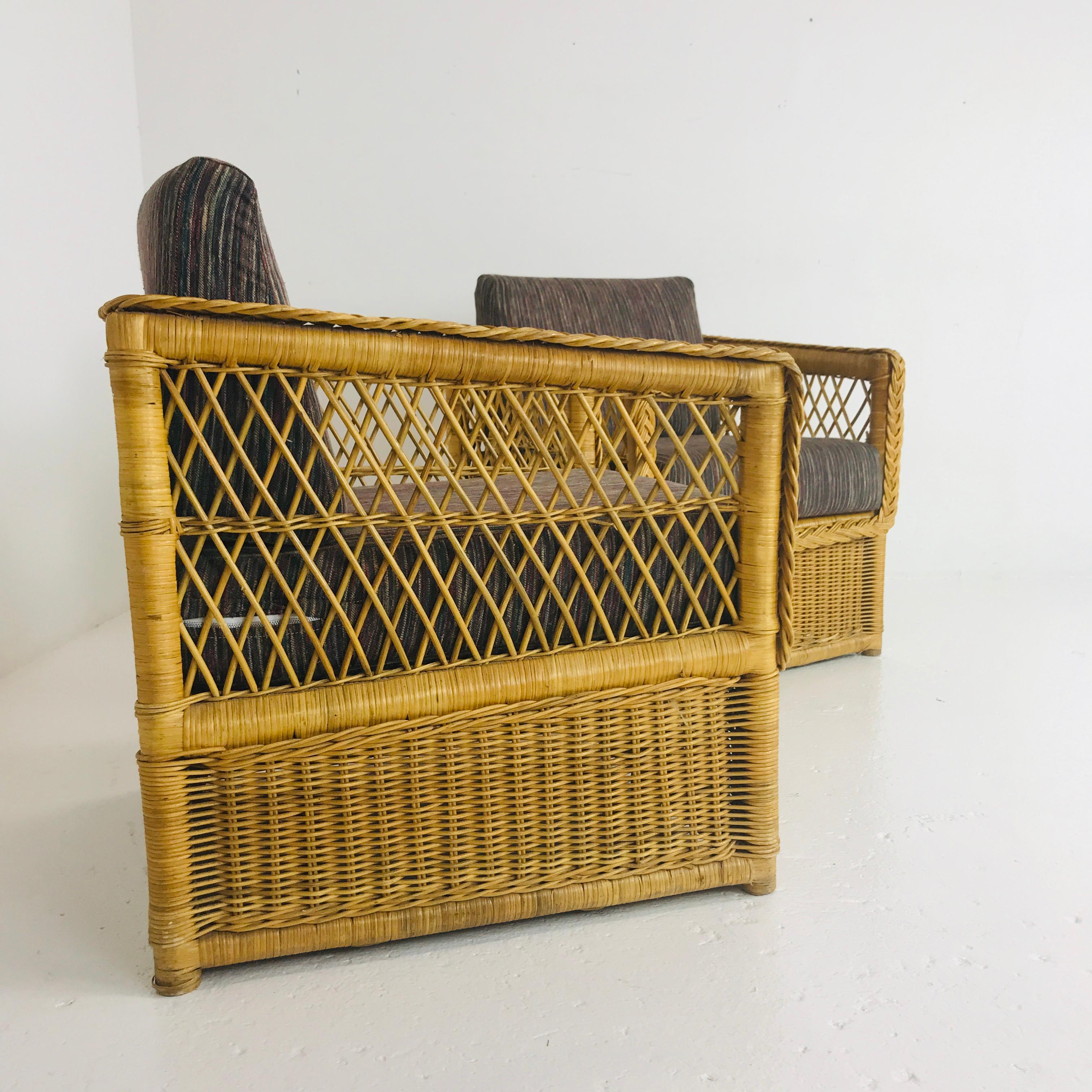 Mid-Century Modern Pair of McGuire Rattan Chairs
