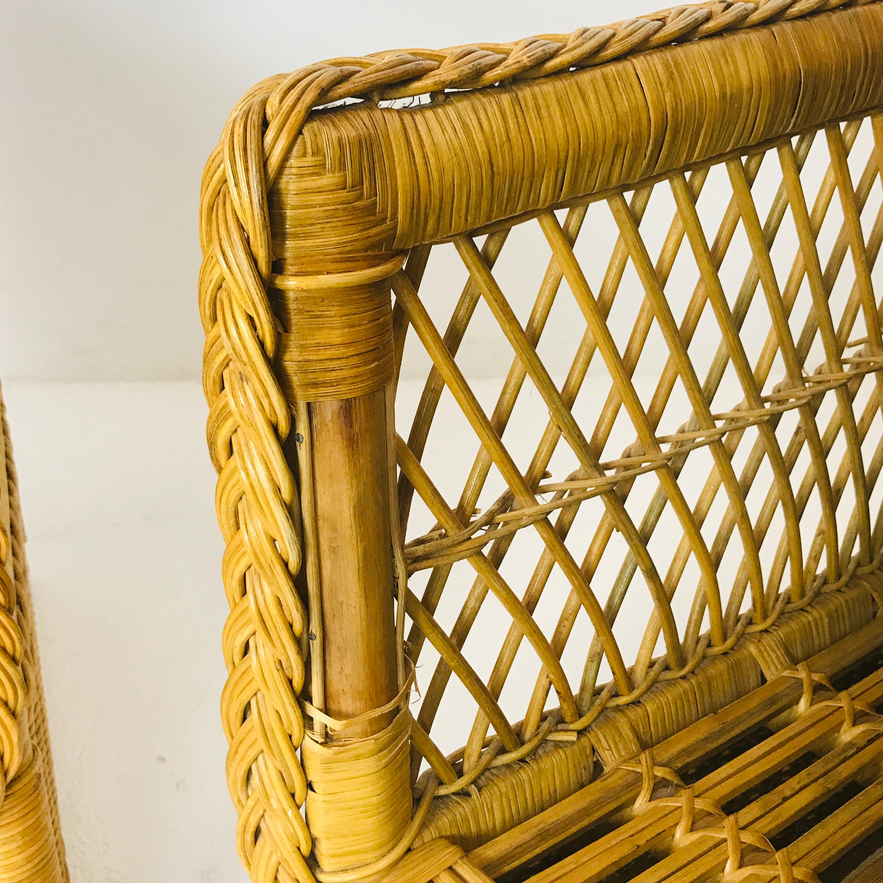 Late 20th Century Pair of McGuire Rattan Chairs