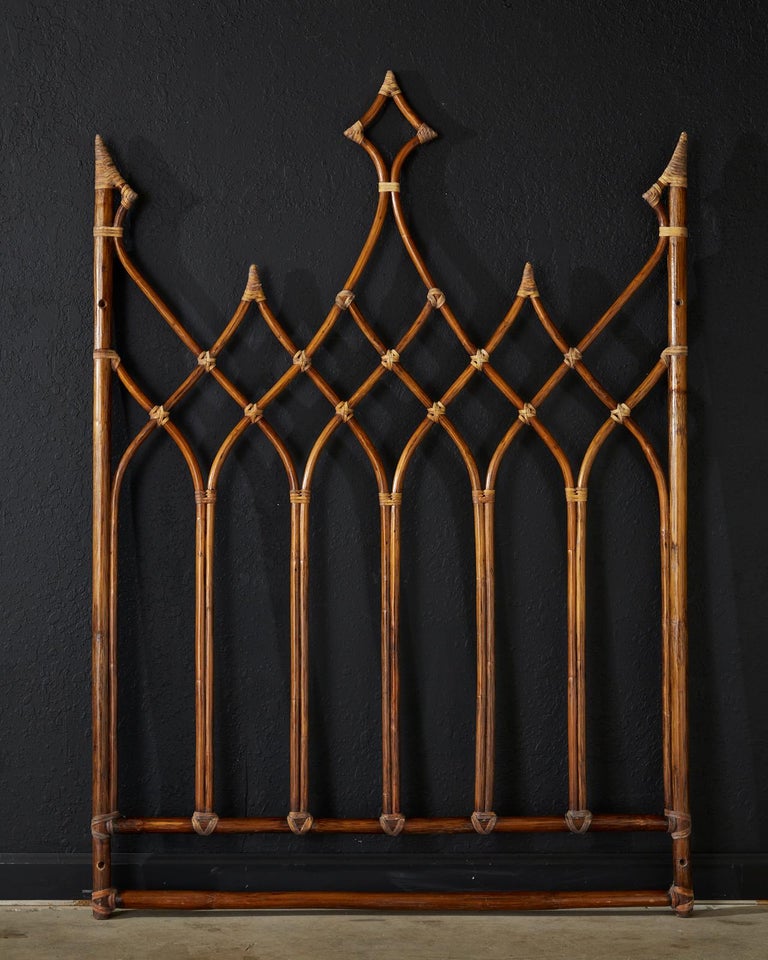 Pair of McGuire Rattan Gothic Revival Twin Headboards at 1stDibs