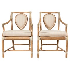 Paire de fauteuils de salle à manger en rotin McGuire Leona Looping Back