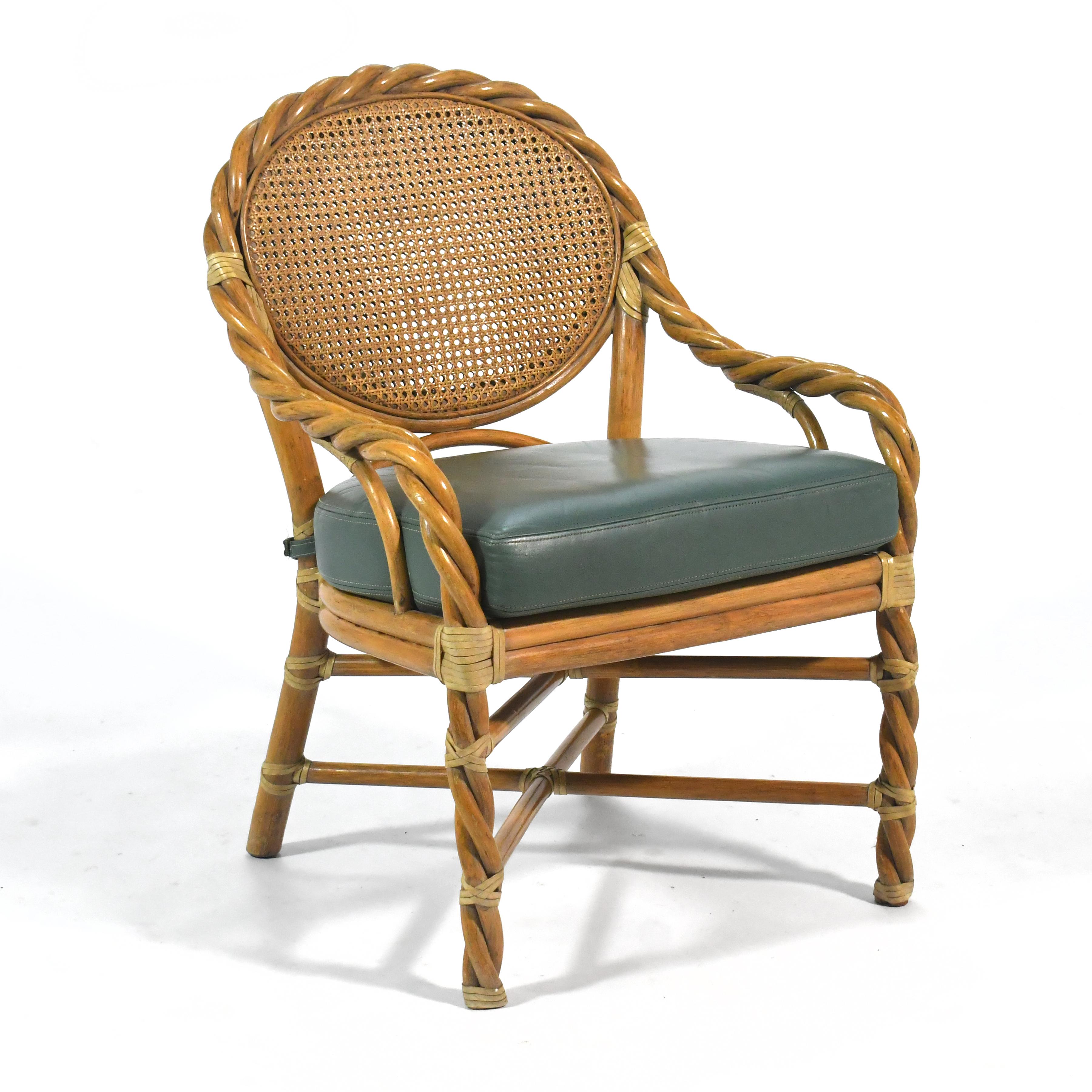 Pair of McGuire Rattan Lounge Chairs In Good Condition For Sale In Highland, IN