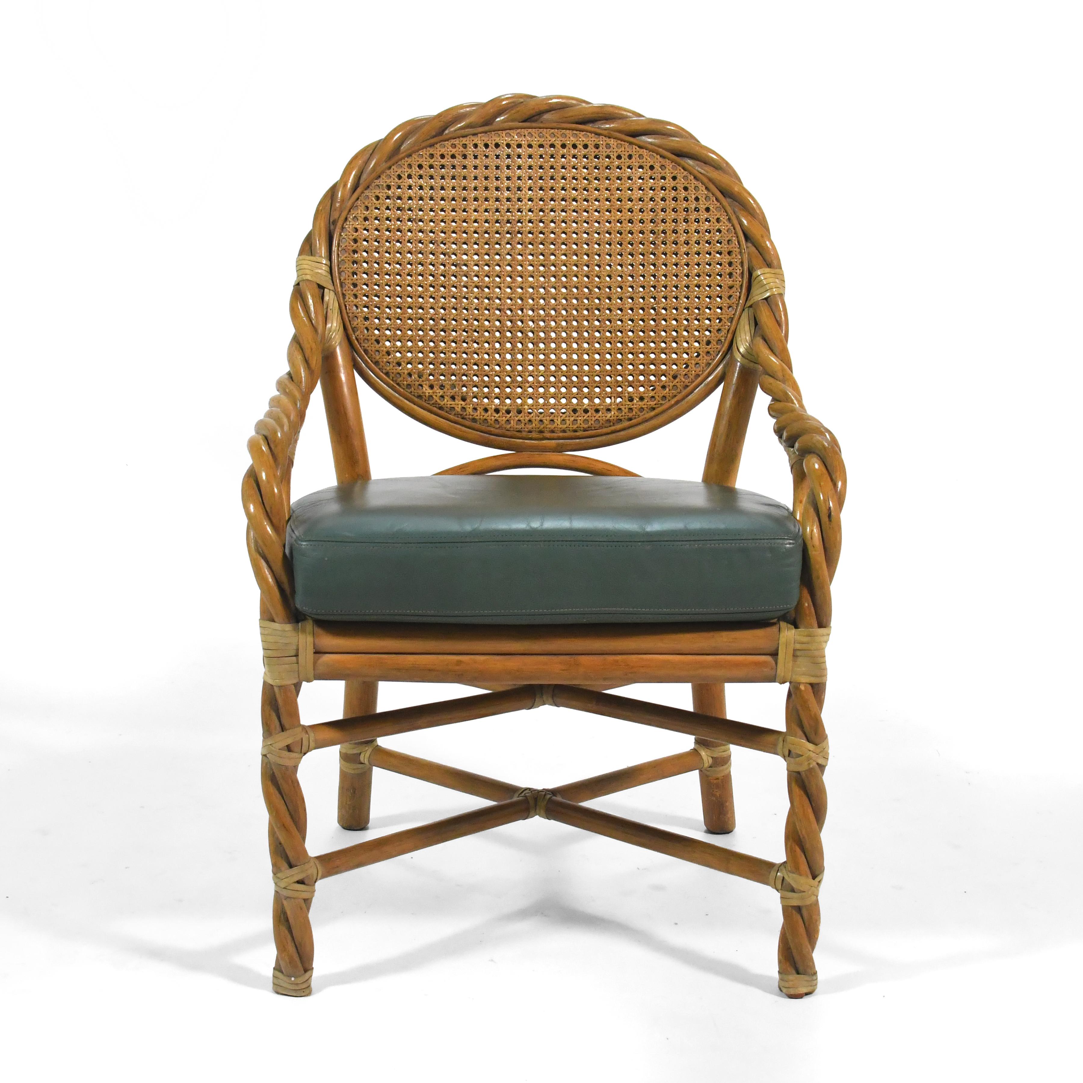 Late 20th Century Pair of McGuire Rattan Lounge Chairs For Sale
