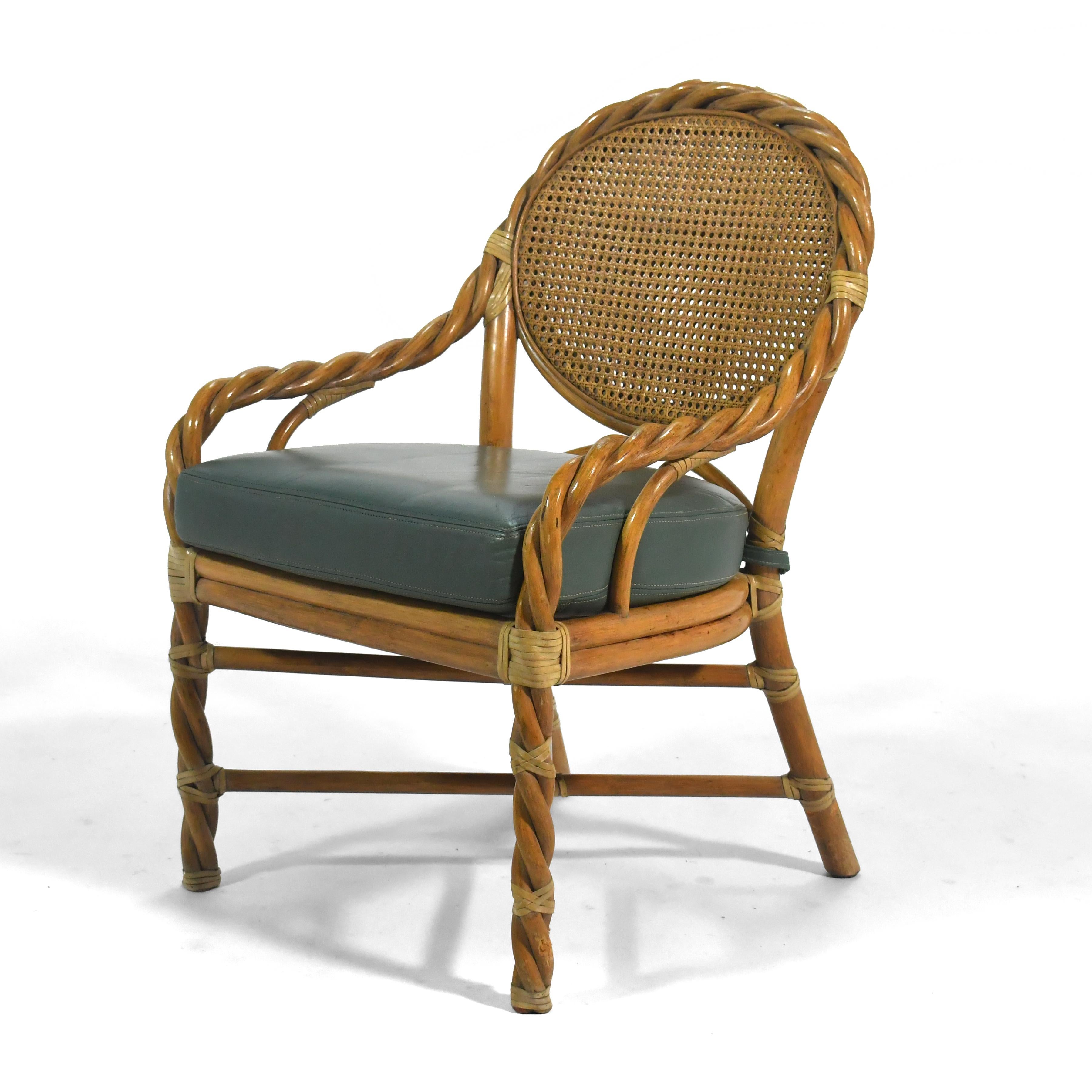 Pair of McGuire Rattan Lounge Chairs For Sale 1