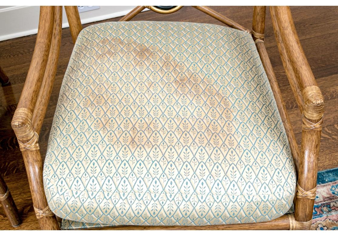 Pair Of McGuire Rattan Target Back Armchairs With Ottoman #2 8