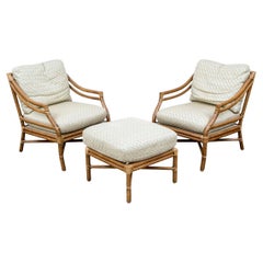 Paar McGuire-Rattan-Sessel mit target-back-lehne und Ottomane #2
