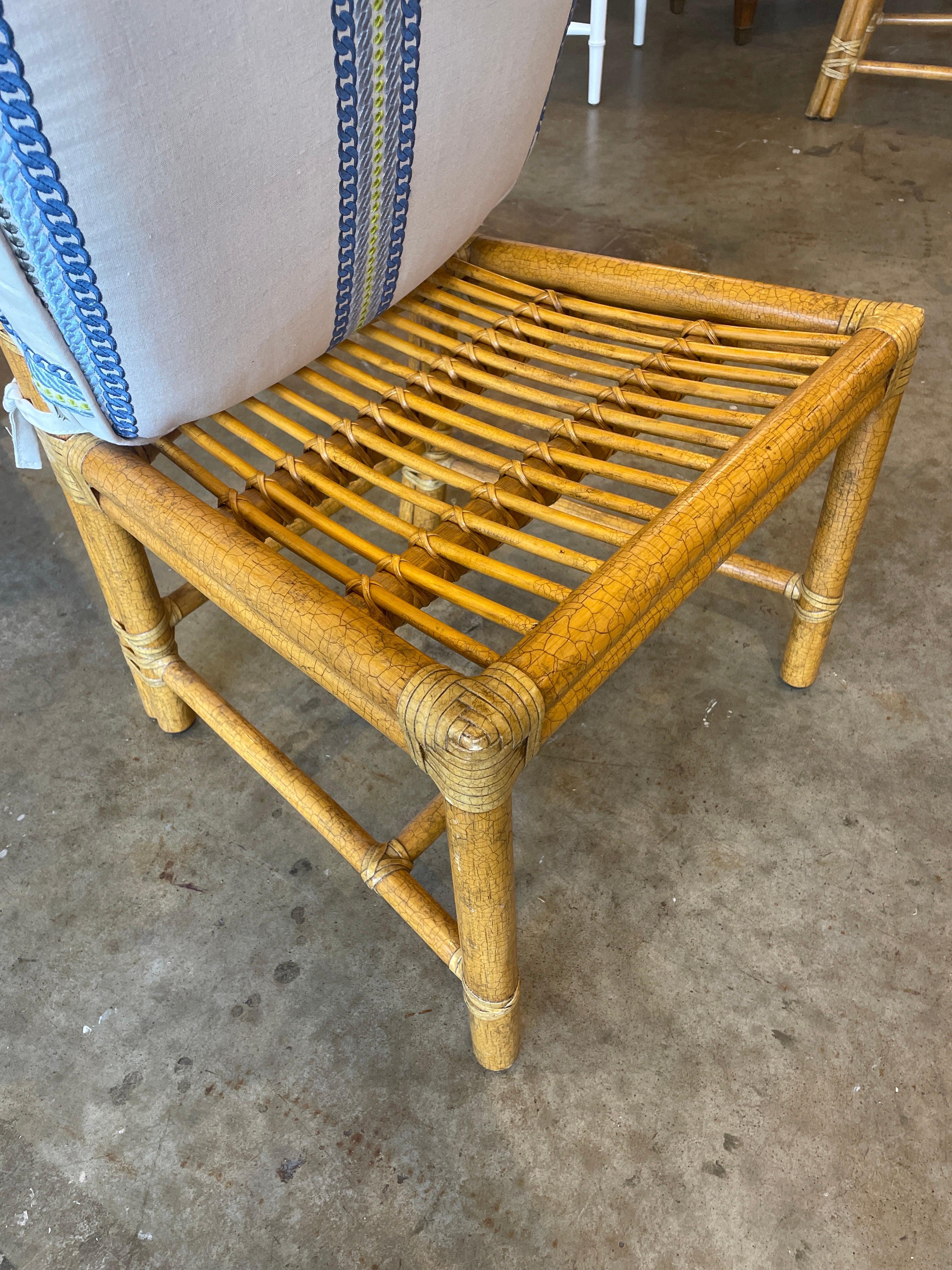 Organic Modern Pair of McGuire Rattan Target Back Dining Chairs