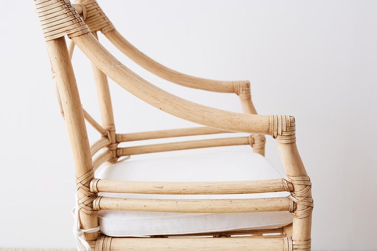 Pair of McGuire Rattan Target Design Lounge Chairs at 1stDibs