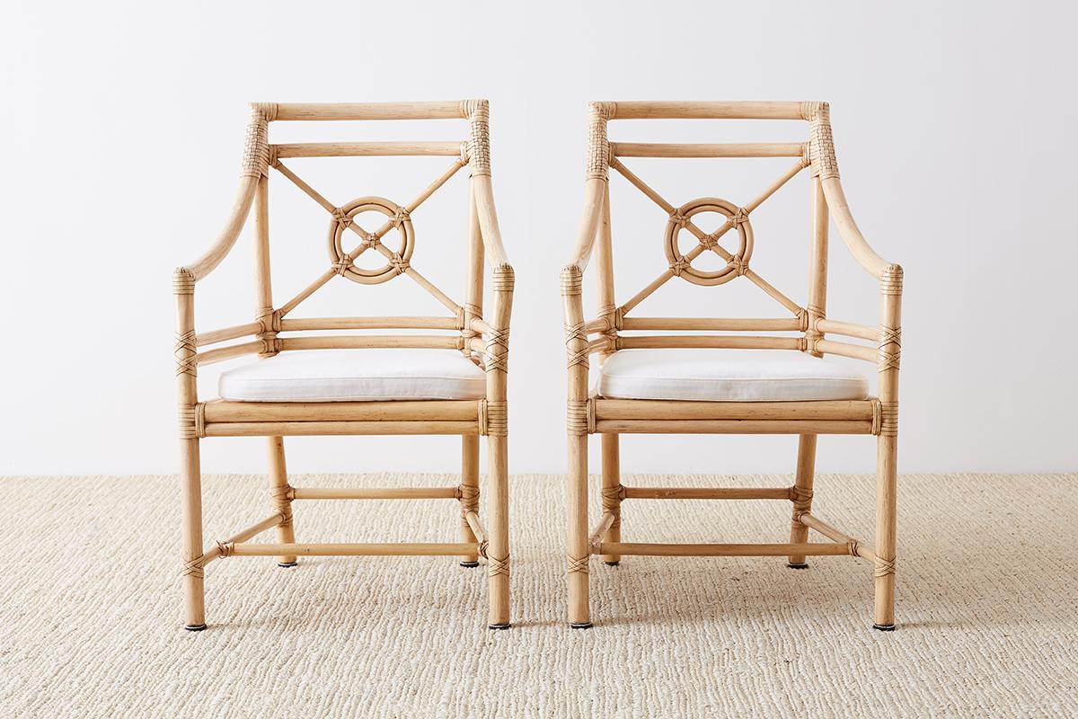 Organic Modern Pair of McGuire Rattan Target Design Lounge Chairs