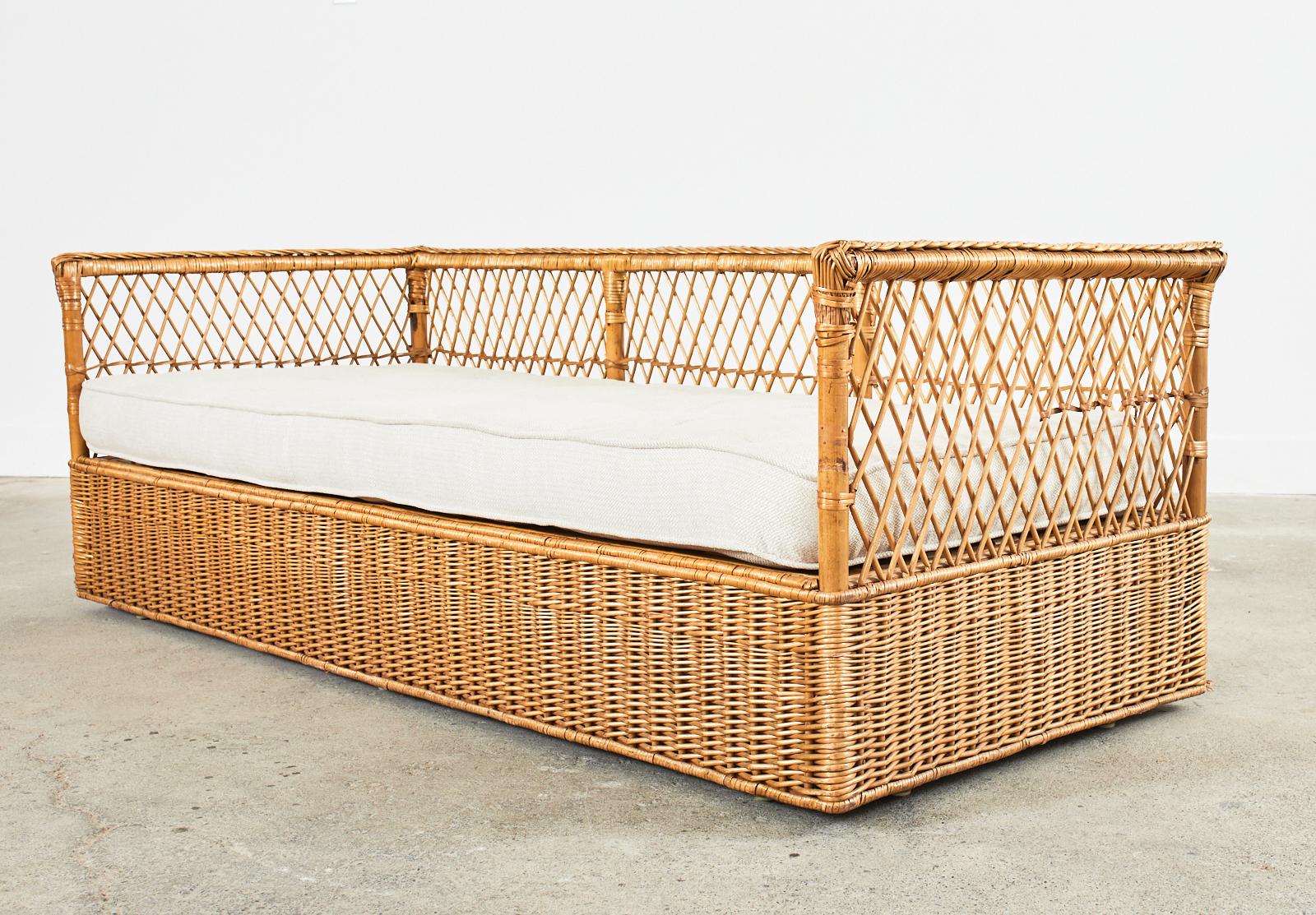Pair of McGuire Rattan Wicker Case Sofa Settee Daybeds 6