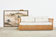 Pair of McGuire Rattan Wicker Case Sofa Settee Daybeds