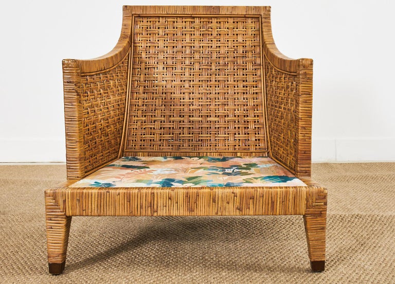 Pair of McGuire St. Germain Woven Rattan Cane Lounge Chairs at 1stDibs